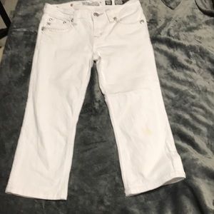 White capris. Embellished back pockets!